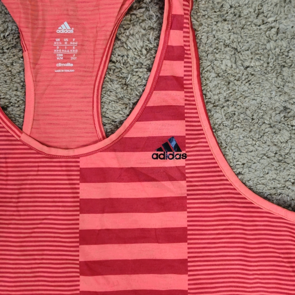 Adidas Climalite Racerback Striped Tank Top Size Medium - Picture 3 of 5